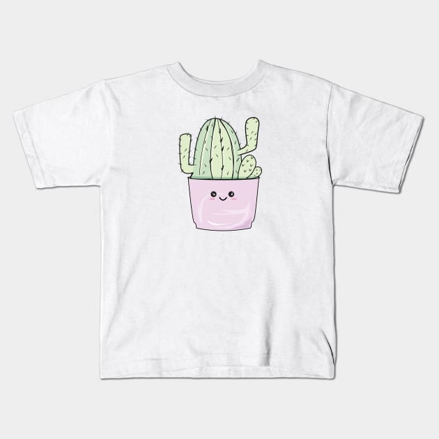 Kawaii cactus l pastel green cactus aesthetic Kids T-Shirt by Bossin